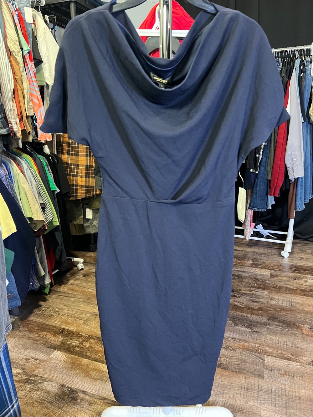 Small Alexia Admor Navy Cowl Neck Midi Dress